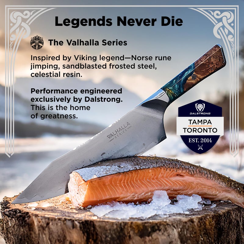 Dalstrong Chef Knife - 8 inch - Valhalla Series - Premium 9CR18MOV HC Steel - Celestial Resin & Wood Handle - Razor Sharp - Kitchen Cooking Chef's Knife - Leather Sheath - Image 5